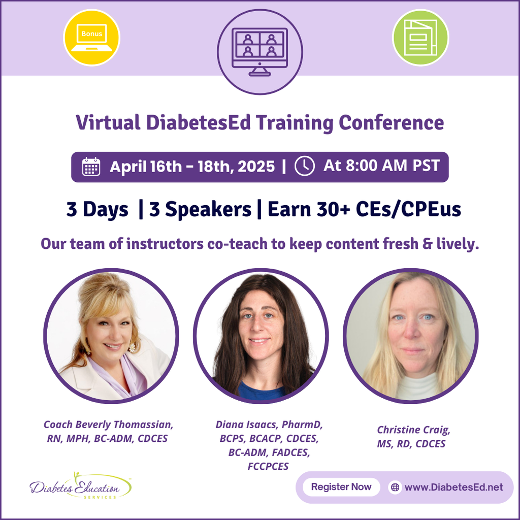 Virtual DiabetesEd Training Conference | April 16-18th, 2025